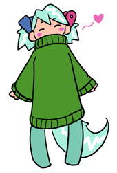 Size: 883x1295 | Tagged: safe, artist:moronsonofboron, oc, oc only, oc:hope, satyr, clothes, heart, parent:lyra heartstrings, solo, sweater