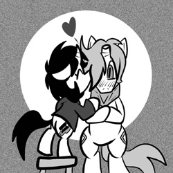 Size: 576x576 | Tagged: safe, artist:pembroke, oc, oc only, oc:augold, oc:ink blot, pony, bipedal, heart, just ask ink blot, kissing