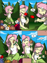 Size: 1400x1870 | Tagged: safe, artist:bestheelofalltime, fluttershy, equestria girls, comic, flower, sneezing, sniffing, solo, the simpsons