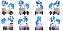 Size: 256x128 | Tagged: safe, artist:prettykitty, dj pon-3, vinyl scratch, pony, unicorn, pixel art, solo, turntable