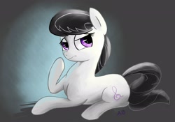 Size: 2603x1820 | Tagged: safe, artist:ab, octavia melody, earth pony, pony, backwards cutie mark, prone, solo