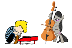 Size: 1915x1290 | Tagged: safe, octavia melody, earth pony, pony, cello, crossover, missing accessory, music, musical instrument, musician, peanuts, piano, schroeder