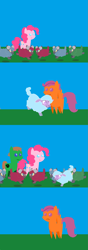 Size: 887x2511 | Tagged: safe, pinkie pie, scootaloo, oc, oc:ian, earth pony, pony, sheep, cameo, pointy ponies, self insert, story, veggietales