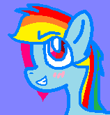 Size: 158x165 | Tagged: safe, artist:ichisaka, derpibooru import, rainbow dash, pegasus, pony, blushing, digital art, smiling, solo