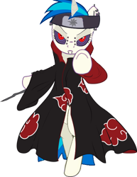 Size: 464x600 | Tagged: safe, artist:holsternicholson, artist:macethebarrowslord, edit, dj pon-3, vinyl scratch, pony, unicorn, akatsuki, naruto, pain (naruto), solo