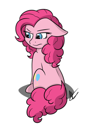 Size: 1280x1900 | Tagged: safe, artist:sugarwings-art, pinkie pie, earth pony, pony, annoyed, floppy ears, simple background, solo, white background