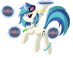 Size: 11256x8851 | Tagged: safe, artist:mysteriouskaos, dj pon-3, vinyl scratch, pony, unicorn, absurd resolution, glowstick, magic, records, solo