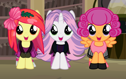 Size: 5120x3200 | Tagged: safe, artist:beavernator, apple bloom, scootaloo, sweetie belle, alternate hairstyle, cosplay, crossover, cutie mark crusaders, monster high