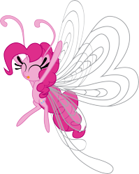 Size: 12072x15168 | Tagged: safe, artist:benybing, pinkie pie, breezie, it ain't easy being breezies, :p, absurd resolution, breezie pie, breeziefied, cute, eyes closed, flying, hilarious in hindsight, simple background, smiling, solo, species swap, tongue out, transparent background, vector