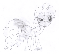 Size: 1408x1292 | Tagged: safe, artist:aafh, pinkie pie, earth pony, pony, monochrome, solo, traditional art