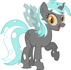 Size: 1048x1024 | Tagged: safe, artist:bluemeganium, artist:tentajack, lyra heartstrings, changeling, blue changeling, changelingified, simple background, solo, vector, white background