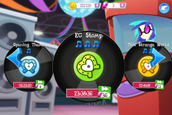 Size: 960x640 | Tagged: safe, screencap, dj pon-3, vinyl scratch, equestria girls, game, gameloft, it's happening