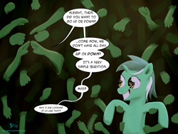 Size: 3333x2500 | Tagged: safe, artist:halflingpony, lyra heartstrings, hand, hand fetish, helping hands, labyrinth, parody, sparkly eyes