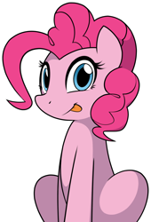 Size: 1280x1877 | Tagged: safe, artist:furrgroup, pinkie pie, earth pony, pony, cute, diapinkes, female, mare, simple background, sitting, smiling, solo, tongue out, white background