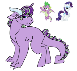 Size: 830x760 | Tagged: safe, artist:m-e-la-n-c-h-o-l-y, rarity, spike, dracony, dragon, hybrid, pony, unicorn, female, interspecies offspring, male, offspring, parent:rarity, parent:spike, parents:sparity, shipping, sparity, straight