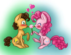 Size: 1024x792 | Tagged: safe, artist:mlpbluesketch, cheese sandwich, pinkie pie, earth pony, pony, candy, cheesepie, female, food, heart, licking, lollipop, male, mare, shipping, stallion, straight, tongue out