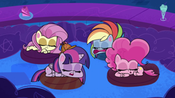 Size: 1920x1080 | Tagged: safe, derpibooru import, screencap, fluttershy, pinkie pie, rainbow dash, twilight sparkle, twilight sparkle (alicorn), alicorn, earth pony, pegasus, pony, my little pony: pony life, spoiler:my little pony: pony life, sleeping