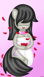 Size: 2300x4000 | Tagged: safe, artist:jcace, octavia melody, anthro, breasts, cleavage, female, orbtavia, rose petals, solo