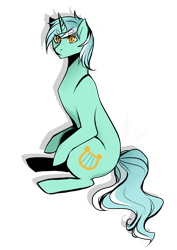 Size: 1280x1810 | Tagged: safe, artist:mscootaloo, lyra heartstrings, pony, unicorn, female, green coat, horn, mare, solo, two toned mane