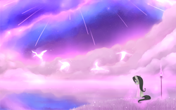 Size: 1920x1200 | Tagged: safe, artist:cyanaeolin, octavia melody, bird, earth pony, pony, clothes, crane, scarf, solo