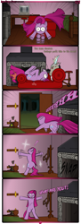 Size: 1245x3403 | Tagged: safe, artist:underwoodart, discord, pinkie pie, oc, oc:kumquat, pony, timber wolf, ask, ask pink-pony, bipedal, computer, pinkamena diane pie, running, scared, tumblr