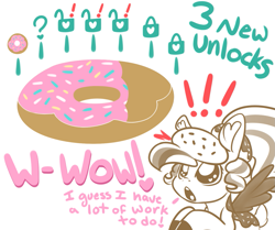 Size: 1051x879 | Tagged: safe, artist:rawrcharlierawr, oc, oc only, oc:strawberry sprinkle, food pony, original species, donut, explicit source, food, solo