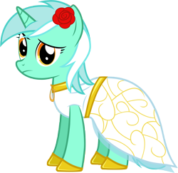 Size: 8000x7776 | Tagged: safe, artist:emper24, lyra heartstrings, absurd resolution, clothes, dress, flower, flower in hair, lyra is not amused, raised eyebrow, simple background, solo, transparent background, vector