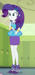 Size: 206x440 | Tagged: safe, screencap, rarity, better together, choose your own ending, equestria girls, sock it to me, canterlot high, clothes, cropped, female, geode of shielding, high heels, legs, lockers, magical geodes, shoes, skirt