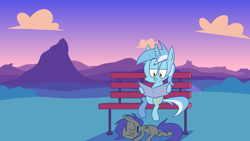 Size: 1280x720 | Tagged: safe, artist:dinnerjoe, lyra heartstrings, scootaloo, hobo, koolsaders, scootahobo