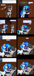 Size: 1643x3643 | Tagged: safe, artist:esuka, dj pon-3, octavia melody, vinyl scratch, earth pony, pony, ask, ask-canterlot-musicians, female, kissing, lesbian, scratchtavia, shipping, surprise kiss, tumblr