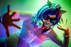 Size: 1620x1080 | Tagged: safe, artist:sequinsupernova, dj pon-3, vinyl scratch, human, cosplay, irl, irl human, photo, solo