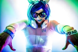 Size: 1620x1080 | Tagged: safe, artist:sequinsupernova, dj pon-3, vinyl scratch, human, cosplay, irl, irl human, photo, solo