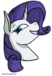 Size: 1264x1826 | Tagged: safe, artist:furncoart, part of a set, rarity, pony, unicorn, bust, explicit source, female, lidded eyes, mare, simple background, smiling, solo, white background
