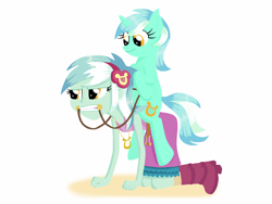 Size: 2026x1520 | Tagged: safe, artist:lortstreet54, lyra heartstrings, equestria girls, all fours, bit, human ponidox, humans doing horse things, ponies riding humans, reins, riding