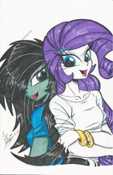 Size: 1024x1583 | Tagged: safe, artist:ponygoddess, rarity, oc, oc:sappho, equestria girls, canon x oc, female, lesbian