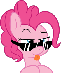 Size: 3763x4500 | Tagged: safe, artist:pabbley, artist:slb94, pinkie pie, earth pony, pony, :p, absurd resolution, bust, cute, deal with it, diapinkes, portrait, simple background, solo, sunglasses, tongue out, transparent background, vector