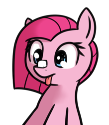 Size: 536x612 | Tagged: safe, artist:neuro, pinkie pie, earth pony, pony, cute, cuteamena, female, mare, pinkamena diane pie, silly, simple background, solo, sugarcube, tongue out, transparent background, treat on nose