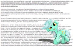 Size: 957x596 | Tagged: safe, lyra heartstrings, pony, unicorn, female, green coat, horn, mare, solo, text, two toned mane