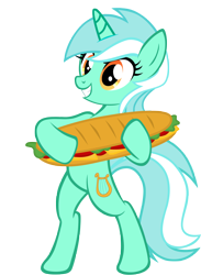 Size: 3654x5000 | Tagged: safe, artist:aborrozakale, lyra heartstrings, pony, unicorn, absurd resolution, bipedal, female, food, grin, mare, sandwich, simple background, smiling, solo, transparent background, vector