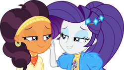 Size: 1902x1080 | Tagged: safe, artist:phucknuckl, rarity, saffron masala, equestria girls, equestria girls-ified, female, lesbian, raffron, shipping, vector