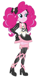 Size: 1524x2822 | Tagged: safe, artist:bubblestormx, pinkie pie, equestria girls, boots, clothes, cosplay, costume, dress, elise (fire emblem), fire emblem fates, high heels, simple background, solo, thigh boots, transparent background