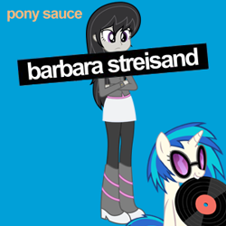 Size: 300x300 | Tagged: safe, dj pon-3, octavia melody, vinyl scratch, equestria girls, album, album cover, barbara streisand, barbra streisand, duck sauce, pony sauce, record