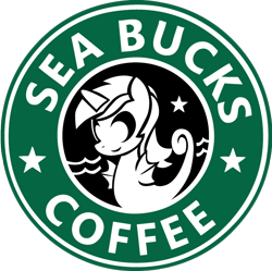 Size: 624x622 | Tagged: safe, artist:trotsworth, lyra heartstrings, sea pony, logo parody, seapony lyra, simple background, smiling, solo, species swap, starbucks, transparent background