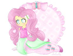 Size: 1280x989 | Tagged: safe, artist:pinkprincessblossom, fluttershy, equestria girls, alternate universe, blushing, clothes, cute, dress, evening gloves, female, gloves, long gloves, simple background, smiling, solo, transparent background