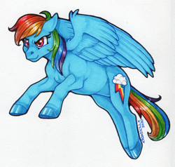 Size: 1264x1204 | Tagged: safe, artist:champ, derpibooru import, rainbow dash, pegasus, pony, female, mare, simple background, solo, traditional art, white background