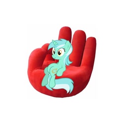 Size: 640x640 | Tagged: safe, lyra heartstrings, pony, unicorn, chair, female, hand, horn, mare, sitting lyra