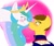 Size: 1200x1000 | Tagged: safe, artist:sipioc, princess celestia, oc, oc:baked bean, alicorn, pony, fanfic:this nose knows, blushing, boop, canon x oc, fanfic, fanfic art, fanfic cover, female, jewelry, male, mare, noseboop, stallion, tiara