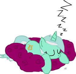 Size: 1020x991 | Tagged: safe, artist:mellowbloom, lyra heartstrings, pony, unicorn, female, horn, mare, sleeping, solo