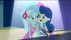 Size: 1920x1080 | Tagged: safe, screencap, bon bon, lyra heartstrings, sweetie drops, equestria girls, rainbow rocks, female, lesbian, lyrabon, piano, shipping, sweet lyres