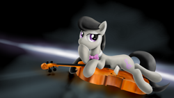 Size: 1920x1080 | Tagged: safe, artist:nekokevin, octavia melody, earth pony, pony, abstract background, cello, female, mare, musical instrument, prone, solo